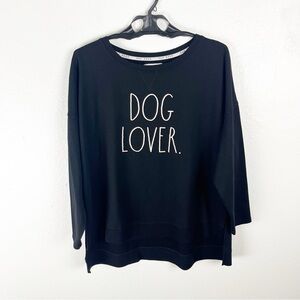 RAE DUNN Plus Size Studio Black Dog Lover Raglan Long Sleeves Sweatshirt 1X